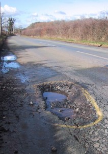 Pothole in road