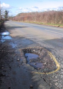 Pothole in road